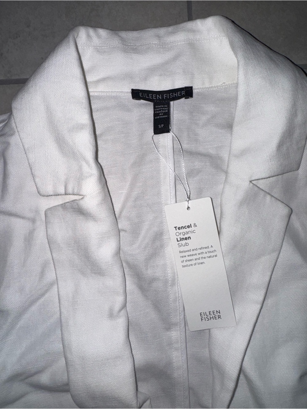 Eileen Fisher White Open-Front Linen-Blend Blazer - Picture 2 of 4
